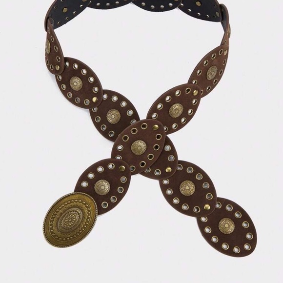 Chic Brown Belt with Gold Detailing - Picture 2 of 3